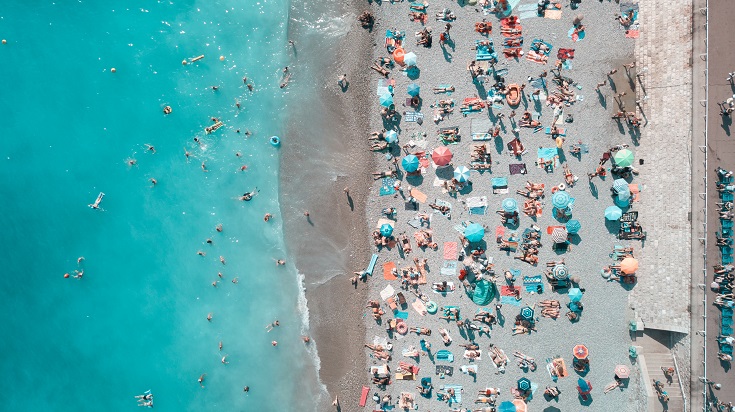 overhead picture of the beach of spring break in tampa florida mickey keenan pa