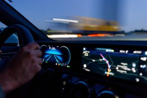 speeding car at night